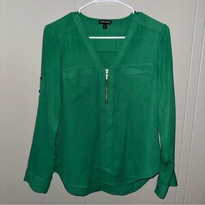 Express Women's Emerald Zip-Front Blouse